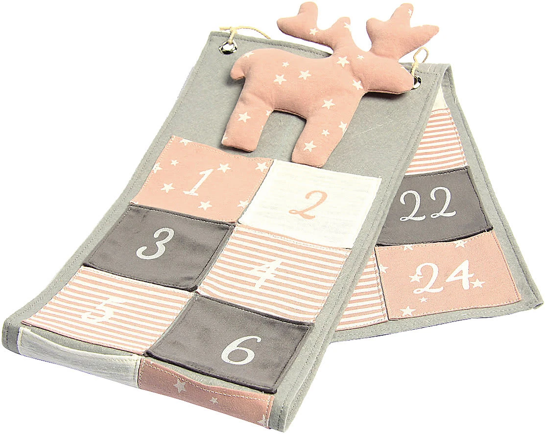 Adventskalender Elch Rosa/grau 2 Adventskalender Elch Rosa/grau
