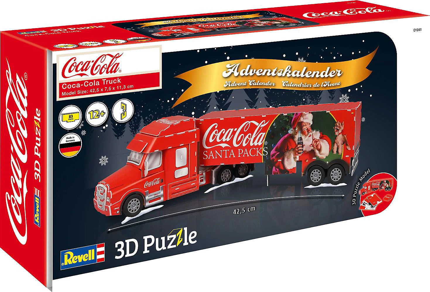 Revell Adventskalender Coca-Cola Weihnachtstruck, 3D Puzzle, 83 Teile, 42,5 Cm 4 Revell Adventskalender Coca-Cola Weihnachtstruck, 3D Puzzle, 83 Teile, 42,5 Cm – Bild 2