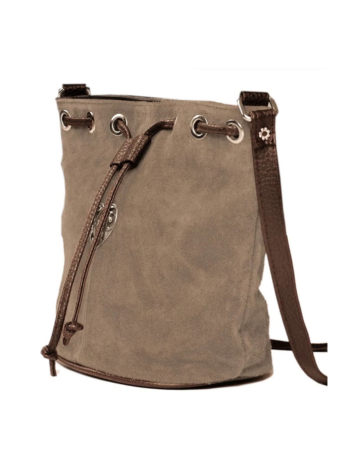 Wildlederbeutel TA30210 Mit Metallherz, Grau Braun 8 Wildlederbeutel TA30210 Mit Metallherz, Grau Braun – Bild 6