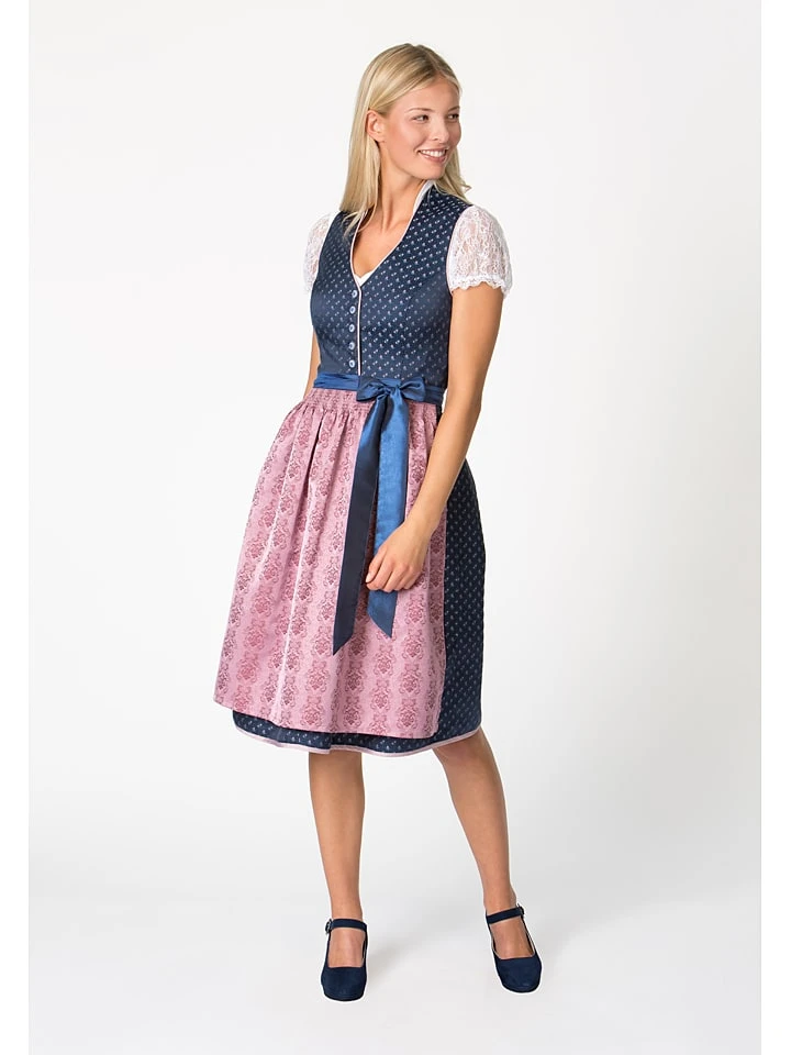 Dirndl "Cynthia" In Dunkelblau/ Rosa 3 Dirndl "Cynthia" In Dunkelblau/ Rosa